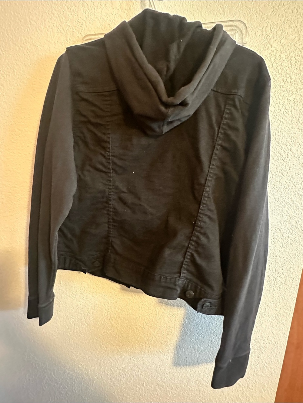 Black Hooded Jacket - Women's Casual Button-Up jacket - Picture 4 of 5